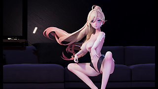 [MMD] Excuse me ancient style belly pocket bunny girl black silk big ass Korean dance erotic lingerie obscene striptease