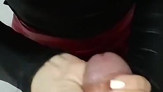 Amazing Huge Cumshot on Leather Top POV