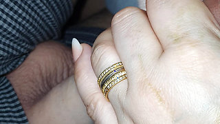 Step mom hand can't stay away from step son dick without handjob his dick