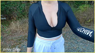 Wifey Heads Out Braless Outdoors Flashing
