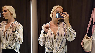 Big Tits in the Dressing Room. Try On Sexy See-Through Outfit