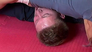 Asian Belly Domination in Scissorhold Wrestling