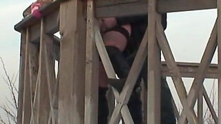 Perverted slut and deviant guy fucking in the city