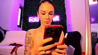 Blonde tight pussy babe solo toy fun in glamour masturbation