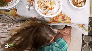 Stepmother's Thanksgiving Stuffing: A Full 4K Experience - Blowjob & Handjob by Her Step-Son