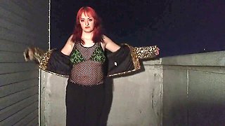 Alt chick photo session on rooftop with punk emo flair