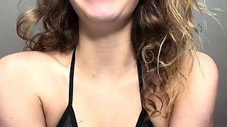 Cute curly brunette solo webcam masturbation