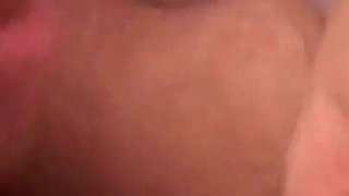 Horny brunette swallows cum