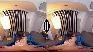 Hot juicy bombshell VR porn