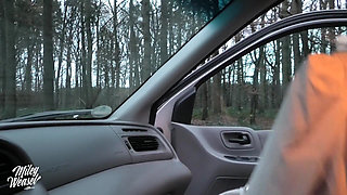 Blonde Amateur Miley Weasel Risky Public Fuck in a Car