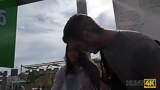 Hunt4k. Angella Christin from bus station comes to service