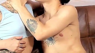 Young Short-haired Girl Is Fucked by Her New Boyfriend and Gives Him a Big Creampie