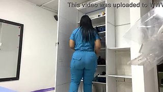 Latina Nurse Katrina's Oiled Big Booty Show in the Office