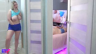 Stepdad Caught by Busty Blonde Stepdaughter Masturbating in Bedroom - Part 5