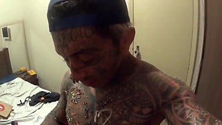 Skinny teen all smeared with candy fucks with big cock