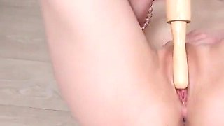 My18teens - Pretty Brunette Girl Fucks Her Pussy in the Kitchen