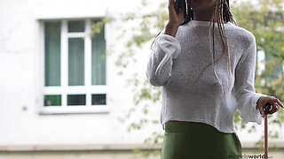 braless and see through outfit in public