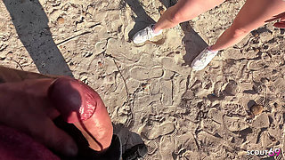 Risky Public Amateur Anal Sex with German Girl Maria Gail by Stranger Outside at the Beach