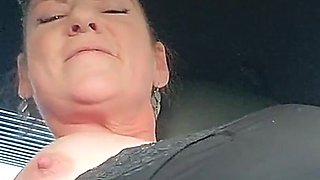 MILF Masturbates and Squirts with Huge Cucumber in Grocery Store Parking Lot