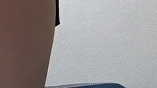 Girls Only Apartment in Japan Cute and Slender Girl Cleaning Room in Apron-style Miniskirt Uniform and Wedgie Thong Panties