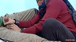 Desi Bhabhi Masturbates Devar with a Very Good Handjob