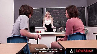 DEVILS FILM - Naughty Teacher Sarah Taylor Fucks With Two Horny Students Including Sophia Burns