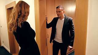 Redheaded Lenina gives a wild ride on that huge cock