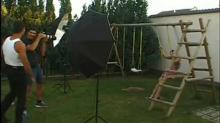 Cute brunette ass fucked receives a shower of cum