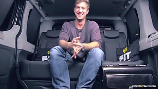 Czech Blonde Claudia Macc Drilled in Car Stockings