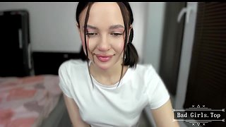 Small tits brunette skinny very pretty web teen babe
