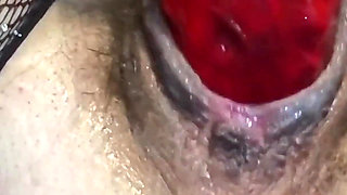 Mommys Alone Time with My Big Red Dildo - Deep Insertion in Hairy Pussy & Creamy Finish