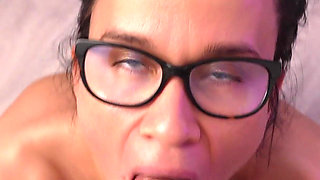 I Wear Glasses so His Cum Doesn't Get in My Eyes... I Love Sucking on That Big Cock.