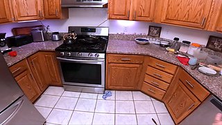 Stepmom gets it in the kitchen from her stepson after the