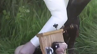 Slave Mila Endures Clamps, Whipping, and Humiliation in the Field for Vivienne L'amour's Delight