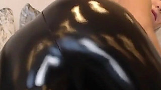 Big round fake ass PVC leggings fetish