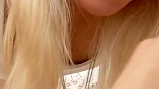 Mature Blonde's Gaping Pussy Stretched Wide by Pink Toy