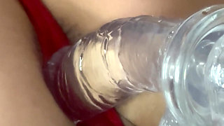 New toy teasing her wet pussy