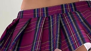 Hottest Asian Petite Slut in the Bathroom with a School Uniform Skirt Shows Panties and Takes Them off to Flash Her Ass