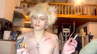 Goth Girl Lipstick Fetish Smoking a Cigarette