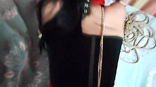The Female Dog Wears a Nose Hook and Nipple Clamps for Female-on-top Sex.