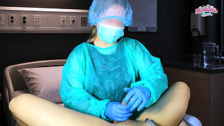 The Doctor Took the Patient's Semen Sample in Hospital. Post Orgasm