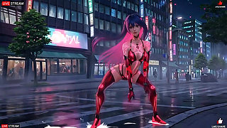 Sensual Cyberpunk Girl in Punk Style - Multiple Hot Scenes