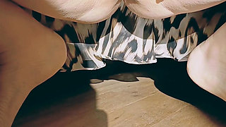 Horny mature squats, spreads and fingers her gaping cunt