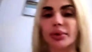 Sexy Blonde Babe With Big Boobs Strips Bra