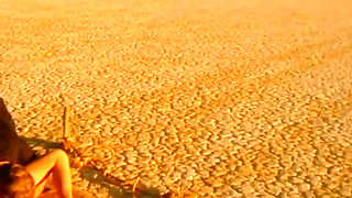 Piss Drenched Blonde Babe Kneeling for Desert Golden Shower