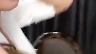 Close up POV of teen sucking cock