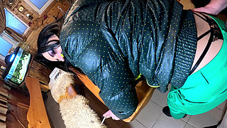 Green Downjacket Tease Smoking, Humiliation & Messy Cum Play
