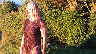 Granny Is Wearing a Sheer Bodysuit Outside