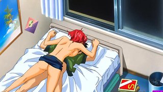 Blondie's big boobies bounce in cartoony hentai fuck fest on the cobalt sheets