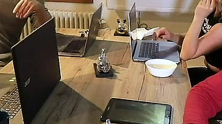 Extreme! Hot Cock Made to Cum Under the Table